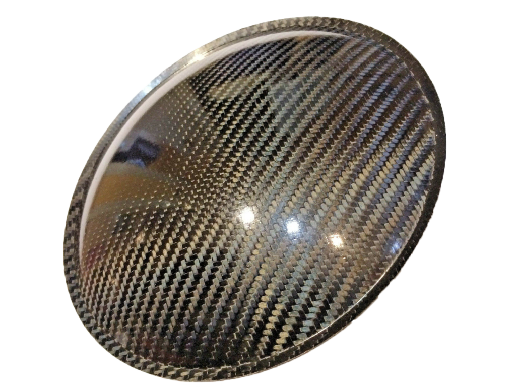 thumbnail interactive-video image 1 of Lord Of Bass 7.87" (200mm) Red Carbon Fiber Dust Cap – Universal 1 of 4